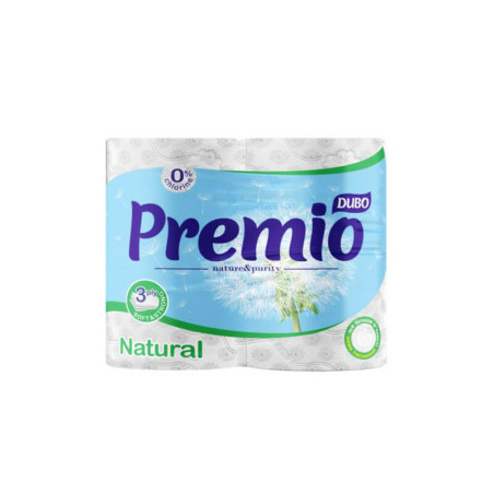 Tualetinis popierius DIVO Natural baltas, 19 metrų, 150 lapelių, 4 ritinėliai, 3 sluoksniai, celiuliozė