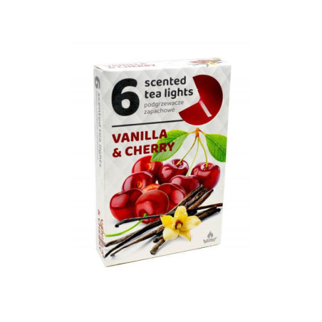 Arbatinės kvepiančios žvakutės Vanilla & Cherry 6vnt