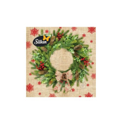 Stalo servetėlės KALĖDINIS VAINIKAS 33x33cm, 3 sluoksniai 18vnt