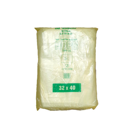 Fasavimo maišeliai HDPE, 32/4x40cm, 8 mikronai, 1000vnt