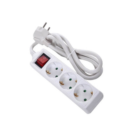 Elektros ilgiklis 3 lizdai, 1,5 metro, su įžeminimu ir jungtuku, 3x1,5mm