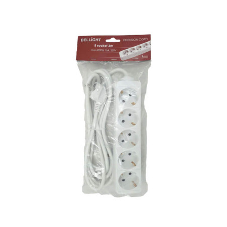 Elektros ilgiklis 5 lizdai, 1,5 metro, su įžeminimu, 3x1,5mm
