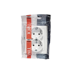 Kištukinis lizdas, įleidžiamas, 2 vietų, su įžeminimu