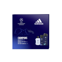 Adidas UEFA Champions L rinkinys vyrams (EDT 100ml / DEO 150ml / plaukų ir kūno šampūnas / gelis 250ml)