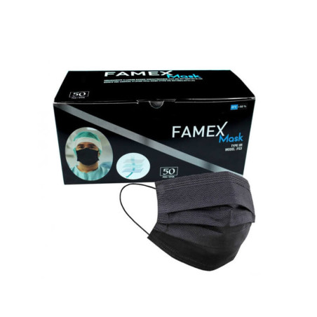 Apsauginės 3 sluoksnių veido kaukės Juodos spalvos 50vnt