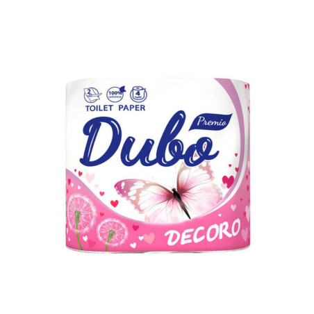 Tualetinis popierius DIVO Decoro rožinės spalvos, 150 lapelių, 2 sluoksniai, 4 ritinėliai, celiuliozė