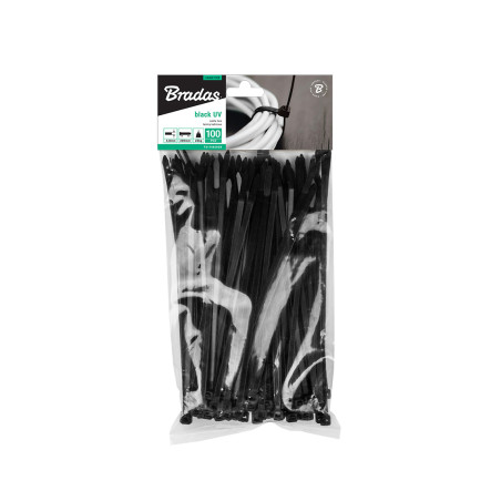 Lengvai surišami nailoniniai dirželiai juodos spalvos 3,6x200mm 100vnt