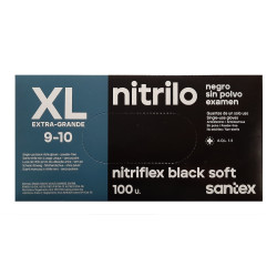 Vienkartinės nitrilinės pirštinės Santex XL dydis, juodos spalvos 100vnt