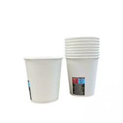 Vienkartiniai popieriniai puodeliai baltos spalvos 230ml, 50vnt