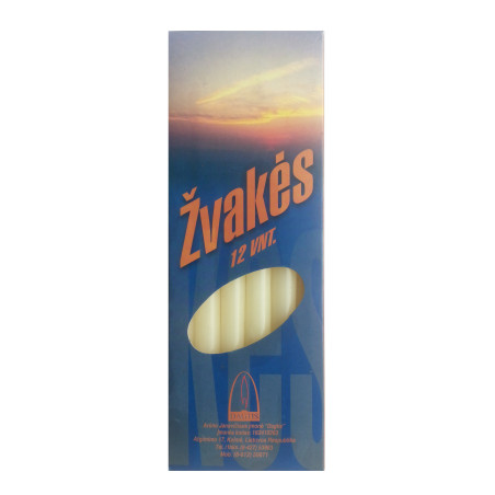 Žvakes baltos spalvos 31cm 12 vnt