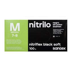 Vienkartinės nitrilinės pirštinės Santex M dydis, juodos spalvos 100vnt