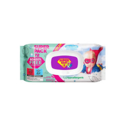Drėgnos servetėlės vaikams Super Baby su ramunėlių ir alavijų ekstarktu 72vnt
