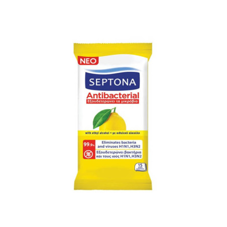 Antibakterinės drėgnos servetėlės Septona citrinų kvapo 15vnt