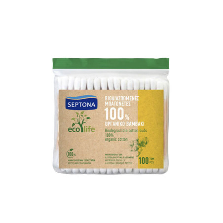 Higieniniai vatos pagaliukai SEPTONA ecolife 100vnt