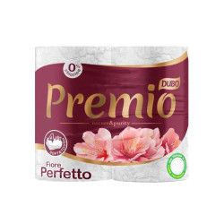 Tualetinis popierius DIVO Fiore Perfetto baltos spalvos 150 lapelių, 4 ritinėliai, 4 sluoksniai, celiuliozė