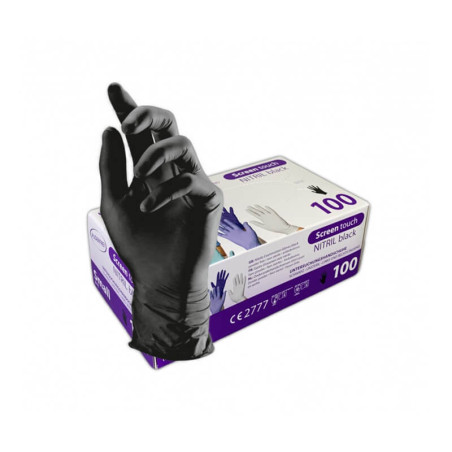 Vienkartinės nitrilinės pirštinės TOPGLOVE M dydis, juodos spalvos 100vnt