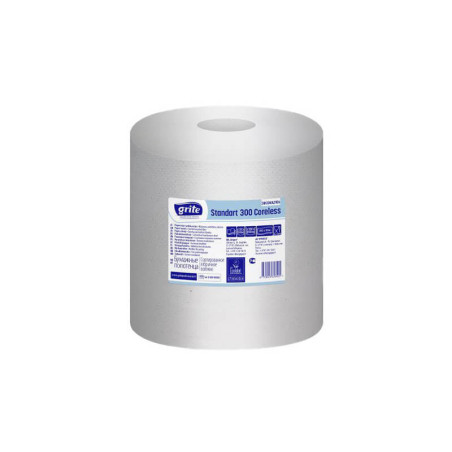 Popieriniai rankšluosčiai GRITE Standart MAXI Coreless 952 lapeliai, 300 metrų, 1 sluoksnis