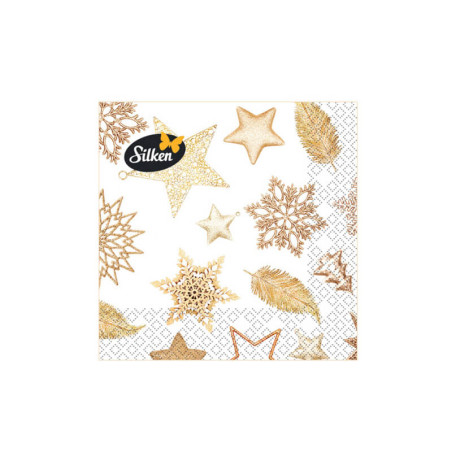 Stalo servetėlės Auksiniai papuošimai 33x33cm, 3 sluoksniai, 18vnt