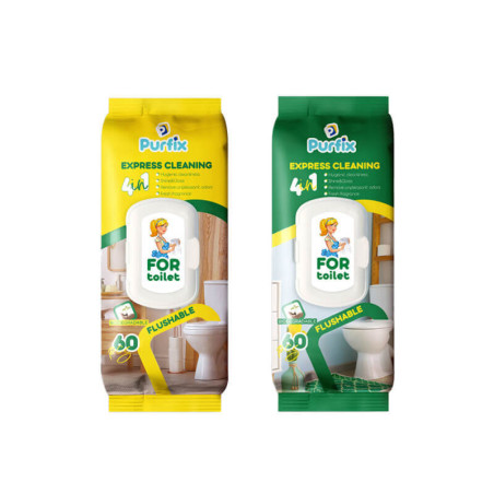 Drėgnos servetėlės tualeto paviršiams Purfix 60vnt